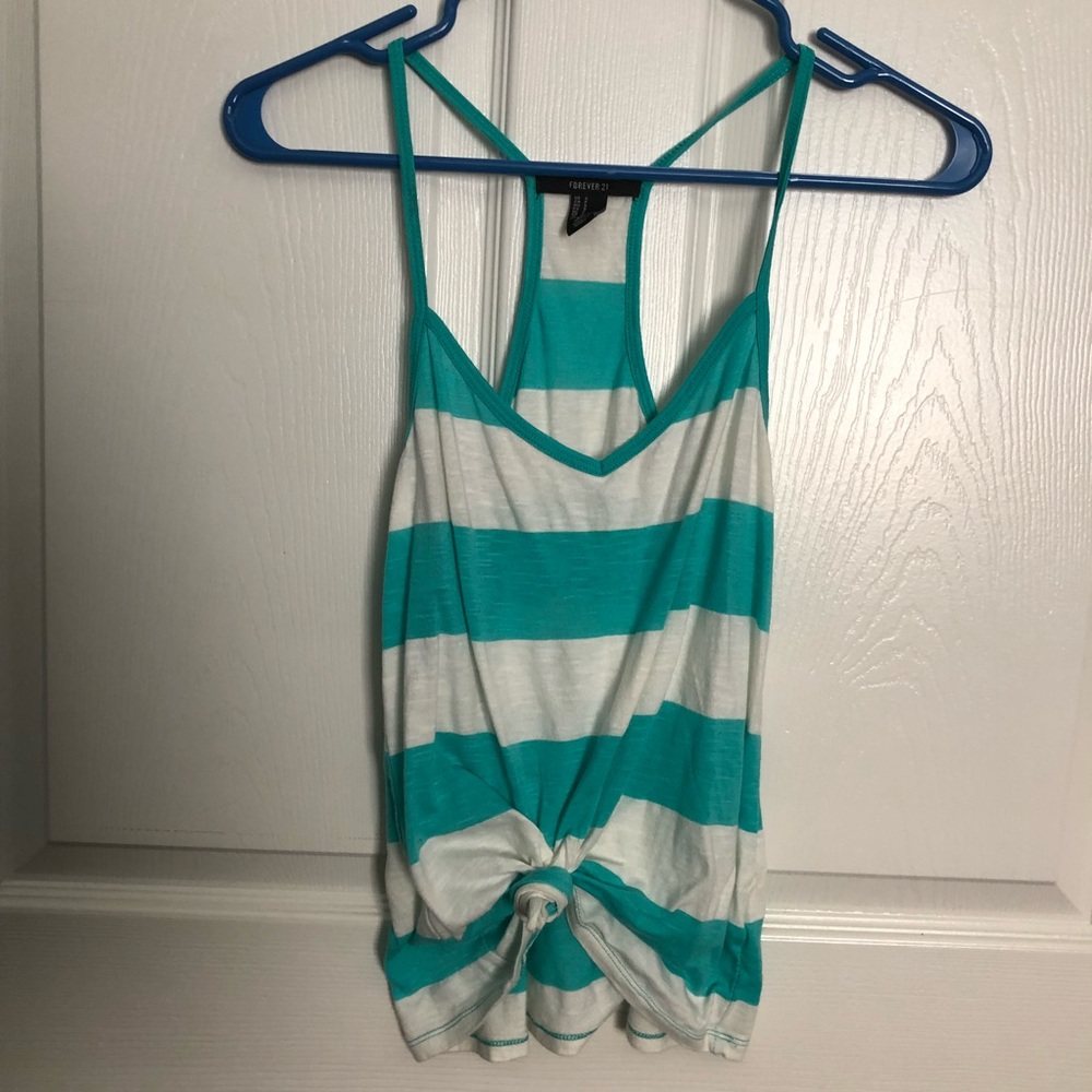 Teal and white tank